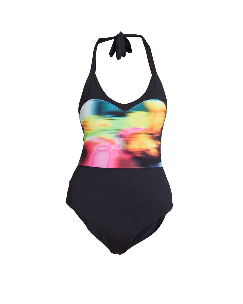 Gia Abstract-Print Bustier One-Piece Swimsuit